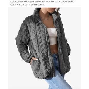 Dokotoo Women’s Winter Jacket With And Stand Color In Gray Size Large